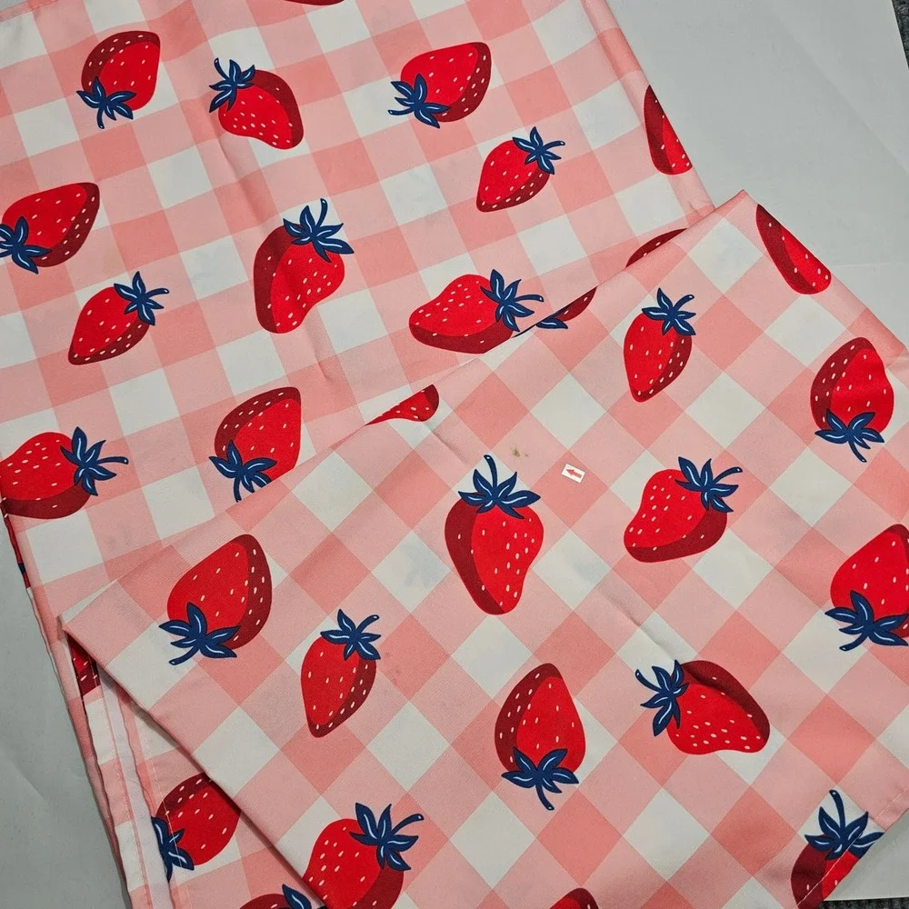 Strawberry Tablecloth 60x84 Pink Strawberry Gingham Rectangular Picnic